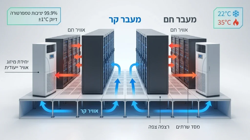 נוצר על ידי מודל בינה מלאכותית Gemini Pro מערכות מיזוג אוויר מתקדמות לחדרי שרתים מבית טקיאר