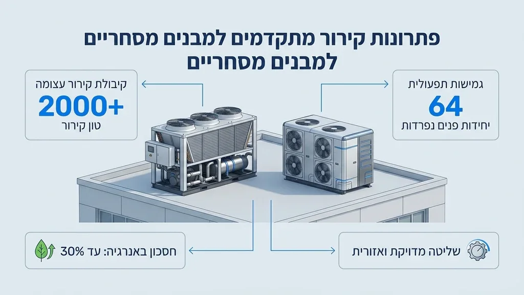 נוצר על ידי מודל בינה מלאכותית Gemini Pro התקנת צ'ילרים ומערכות VRF למבנים מסחריים